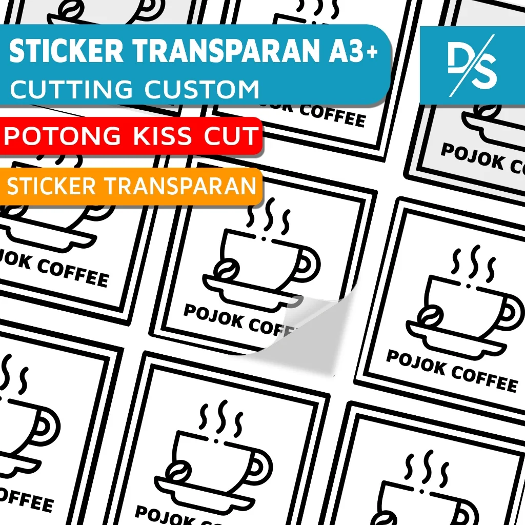 Cetak Sticker Transparan A3+ Custom Kiss Cut