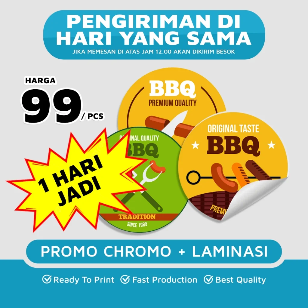 Cetak Sticker Custom Chromo Label Makanan ( Satuan )