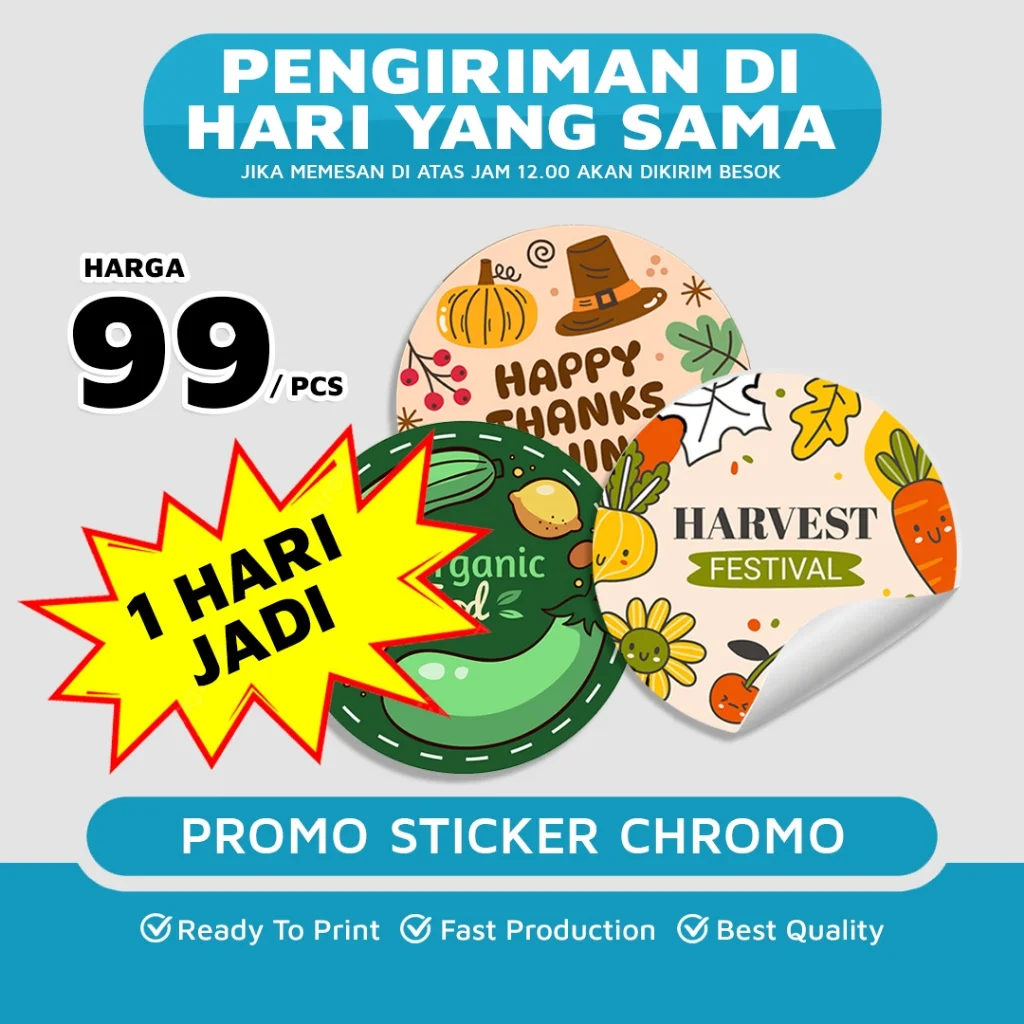 Cetak Sticker Custom Chromo Bulat 
